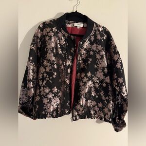 Floral Black Bomber Jacket